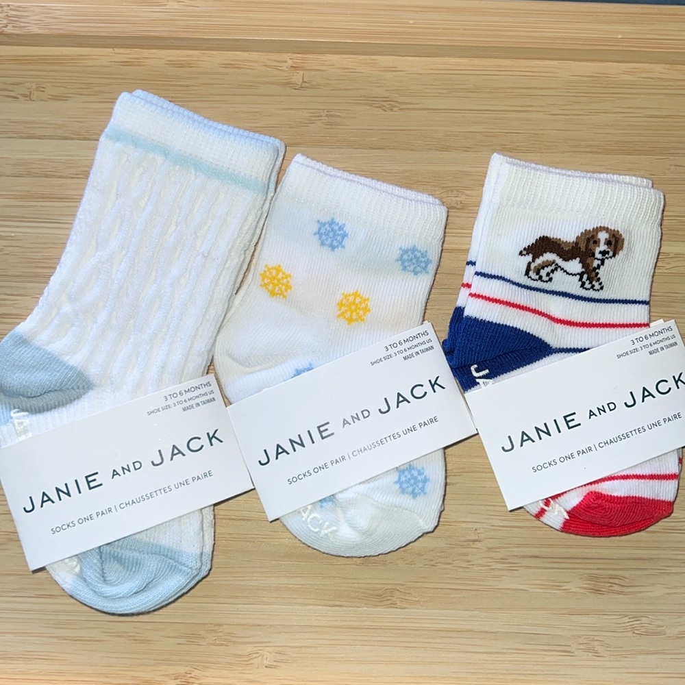 Janie and Jack boy sock lot. 3-6 months